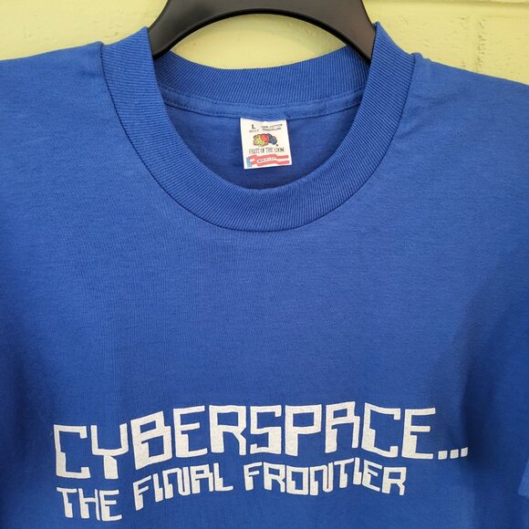 Vintage 1990s CYBERSPACE...The Final Frontier Shirt LARGE FOTL Single Stitch A4 - Picture 2 of 5